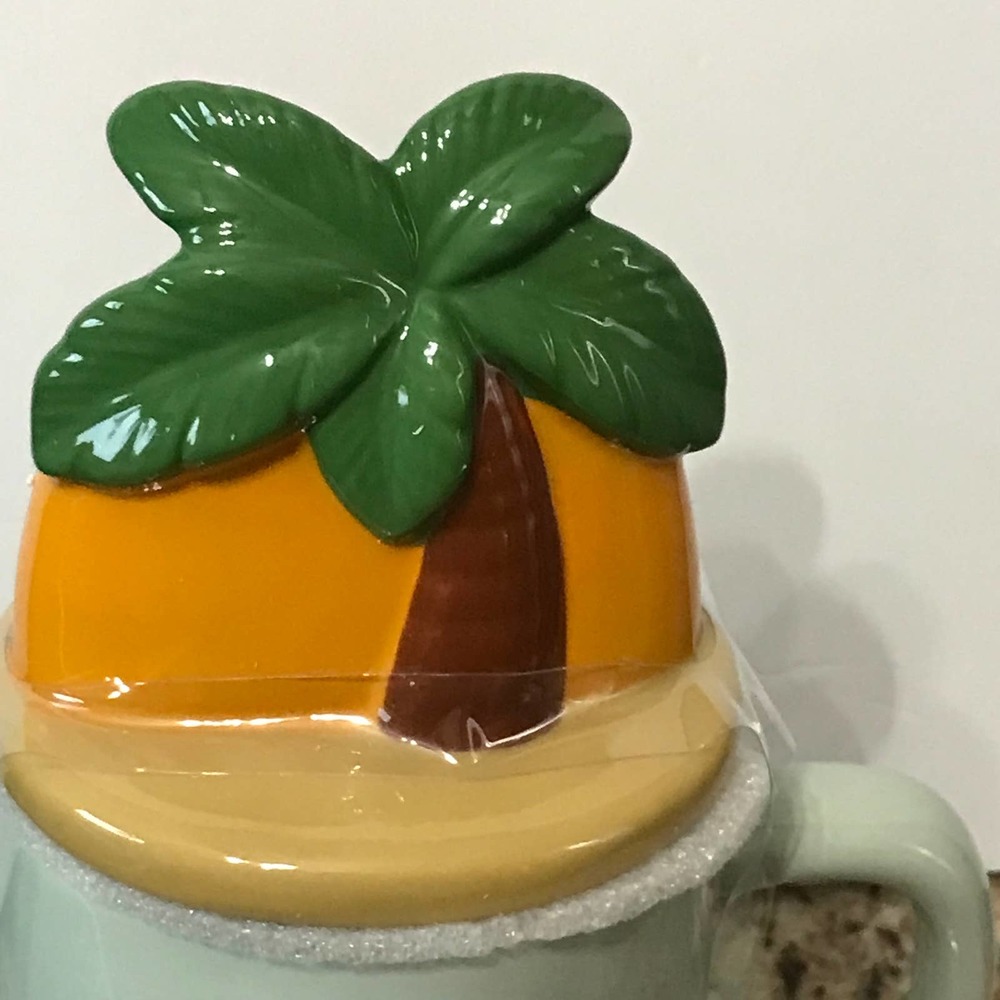 Rae Dunn On Island Time Palm Tree lidded Mug NEW - Picture 6 of 7